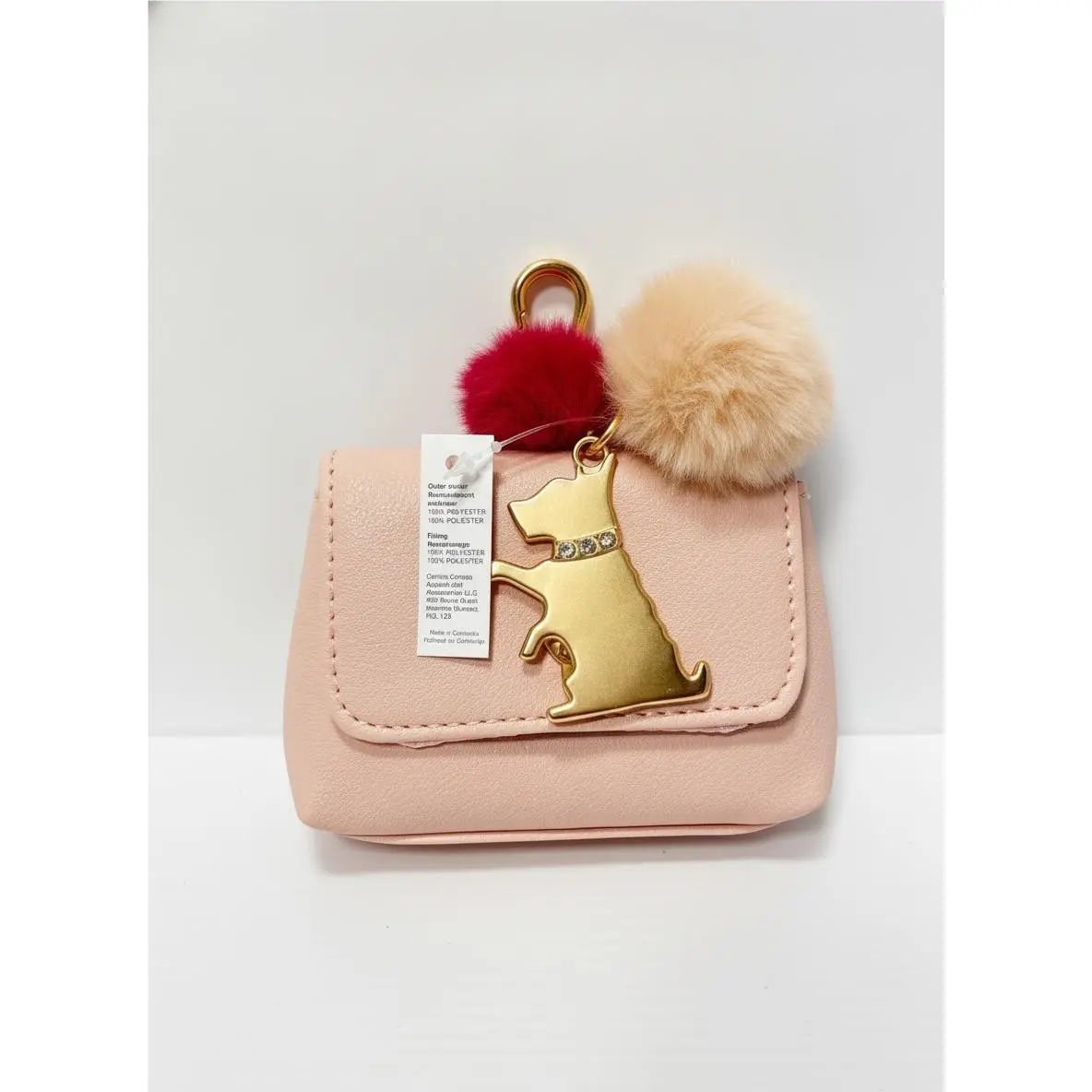 Pink Leather Mini Purse Bag with Dog Charm and Pom Pom Key by Juicy Couture