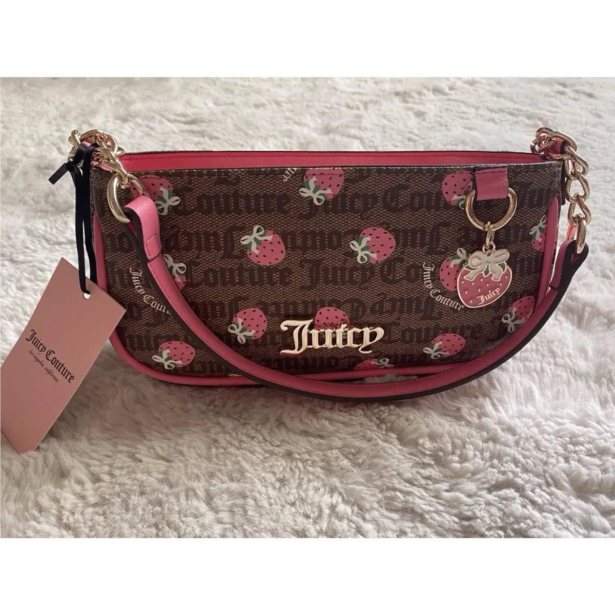 Berry Sweet Strawberry Shoulder Bag Purse Chestnut Chino Pink by Juicy Couture