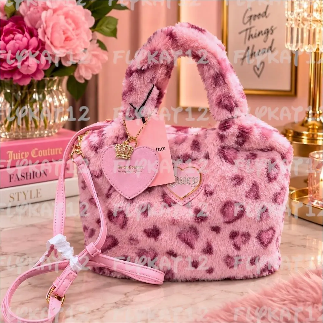Juicy Warm Up Pink Heart Leopard-cheetah Mini Tote Bag by Juicy Couture