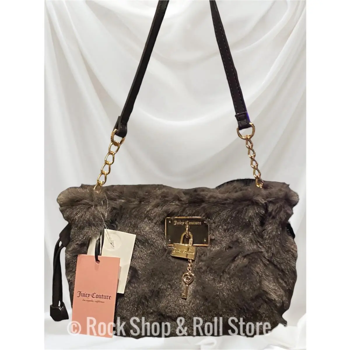 Furry Fun Chocolate Crossbody Bag Fur Lock Key Charm by Juicy Couture