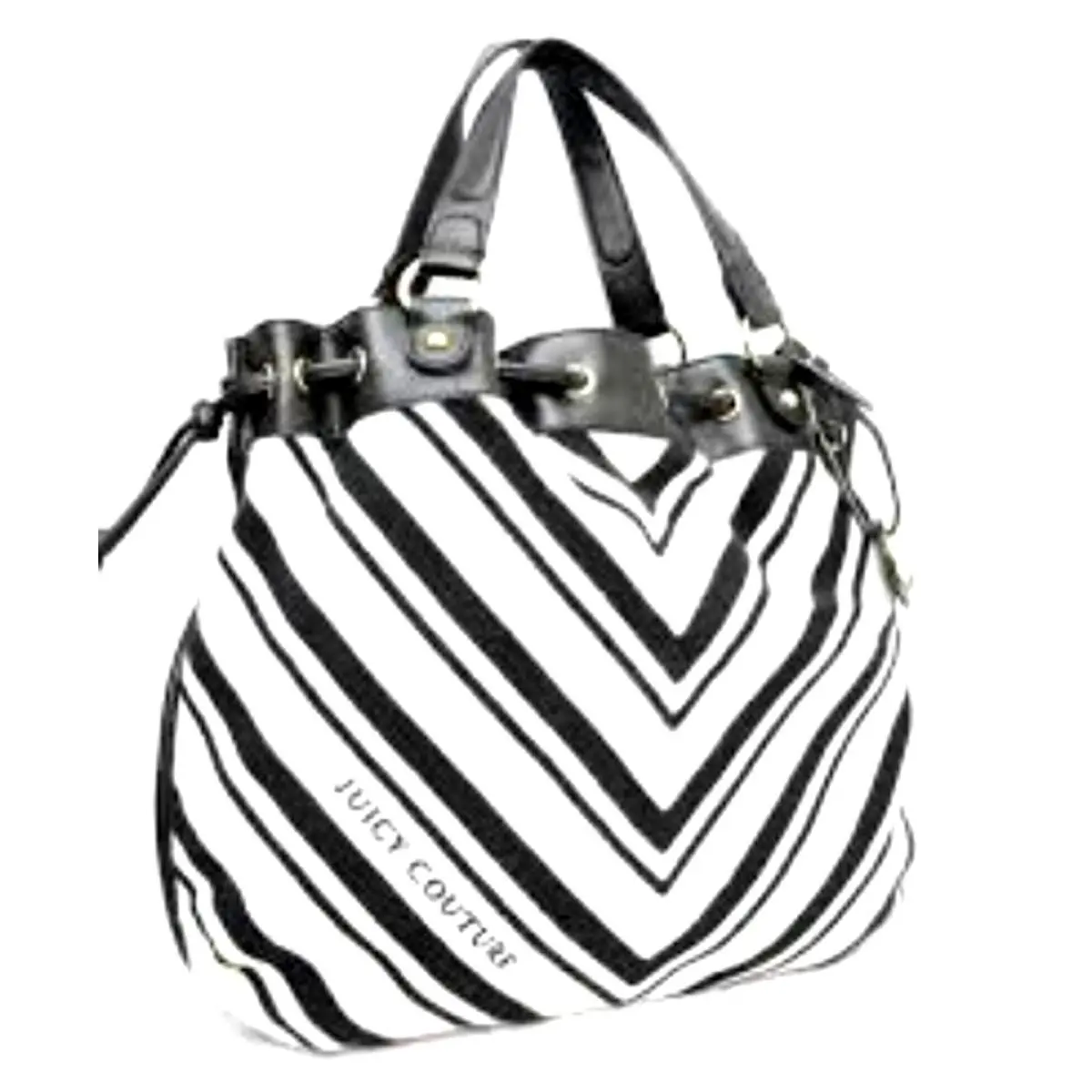 Handbag Leather Terrycloth Black White Shoulder Bag Purse by Juicy Couture