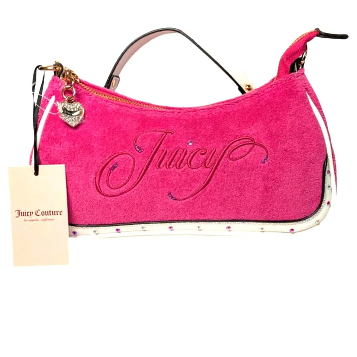Raising Star Pink Flash Shoulder Bag Terry Cloth Y2K Purse by Juicy Couture