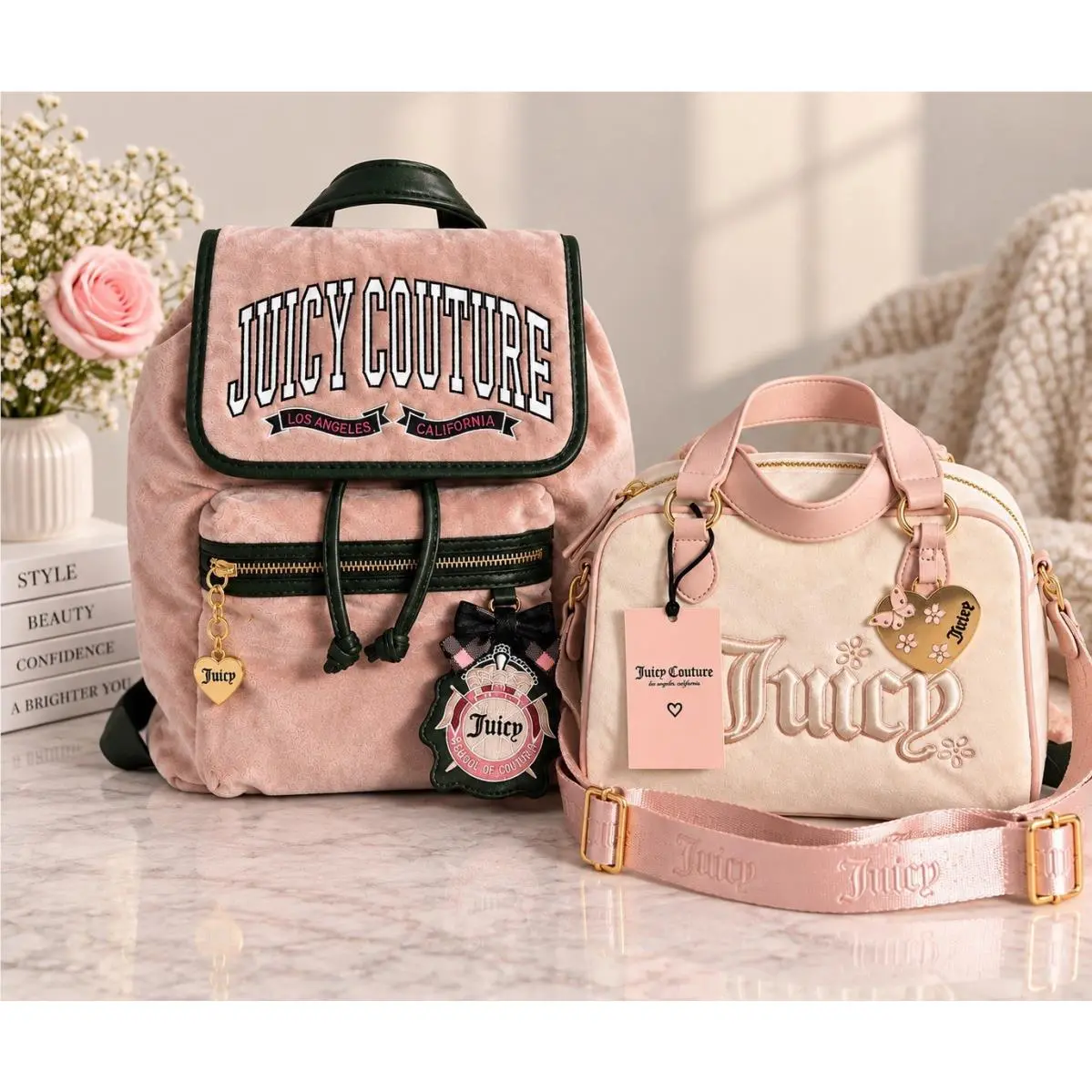 University Backpack Satchel 2 Piece Bag Set Pink by Juicy Couture