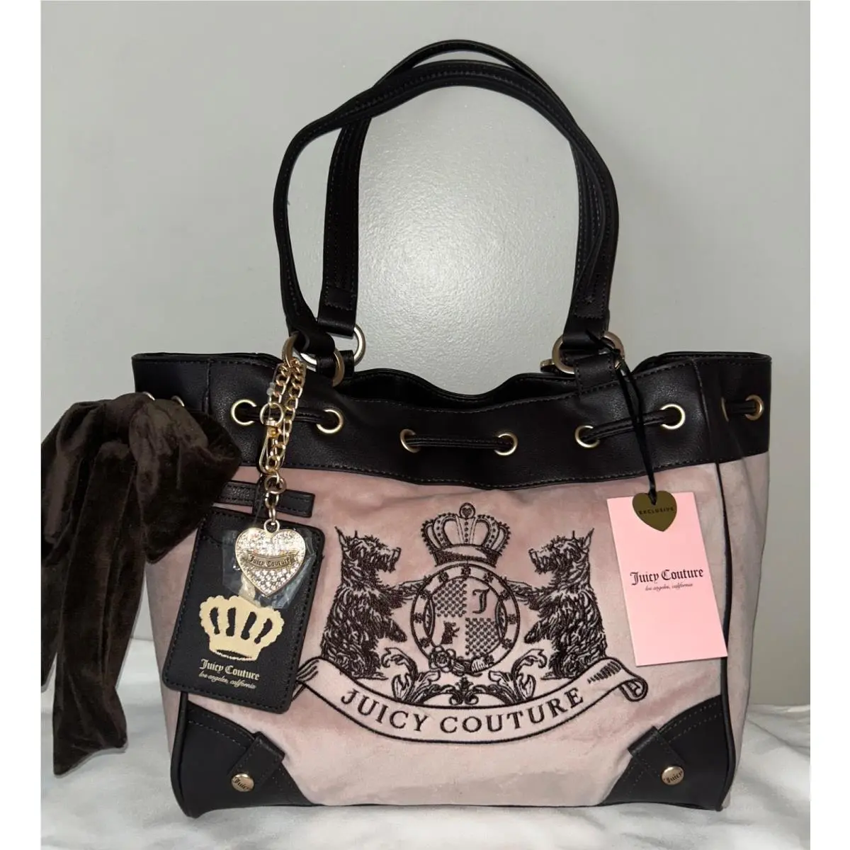 Daydreamer Scottie Dogs Velour Tote Dusty Blush/chocolate by Juicy Couture