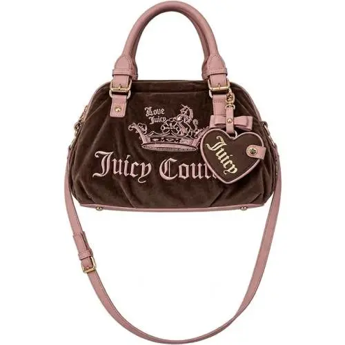 Brown Pink Crown Logo Satchel Crossbody Bag Handbag by Juicy Couture
