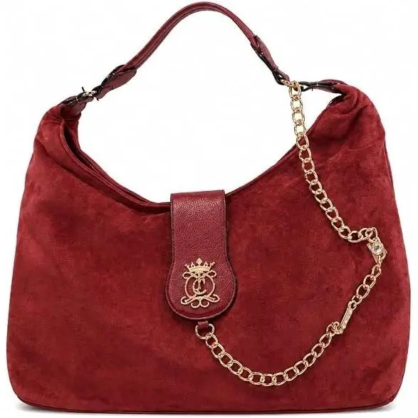 Velour Royal Crest Hobo Shoulder Bag in Cranberry Juice by Juicy Couture