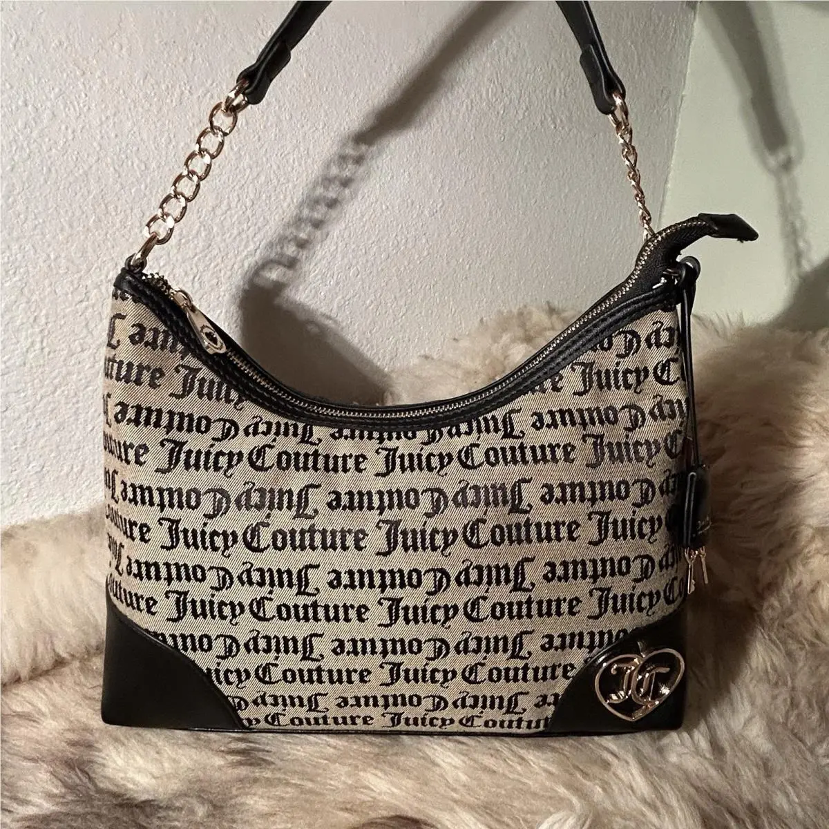 Call It A Classic Hobo Shoulder Bag - Black Beige by Juicy Couture