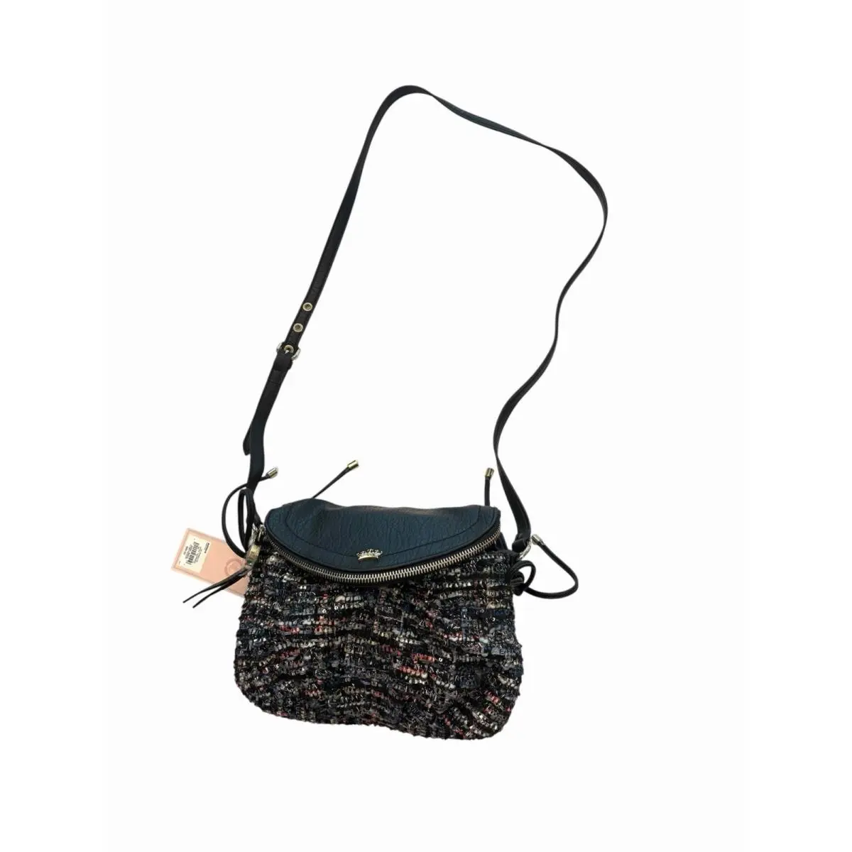 Traveller Flap Crossbody Bag Purse Tweed Black Multicolor Tassels by Juicy Couture
