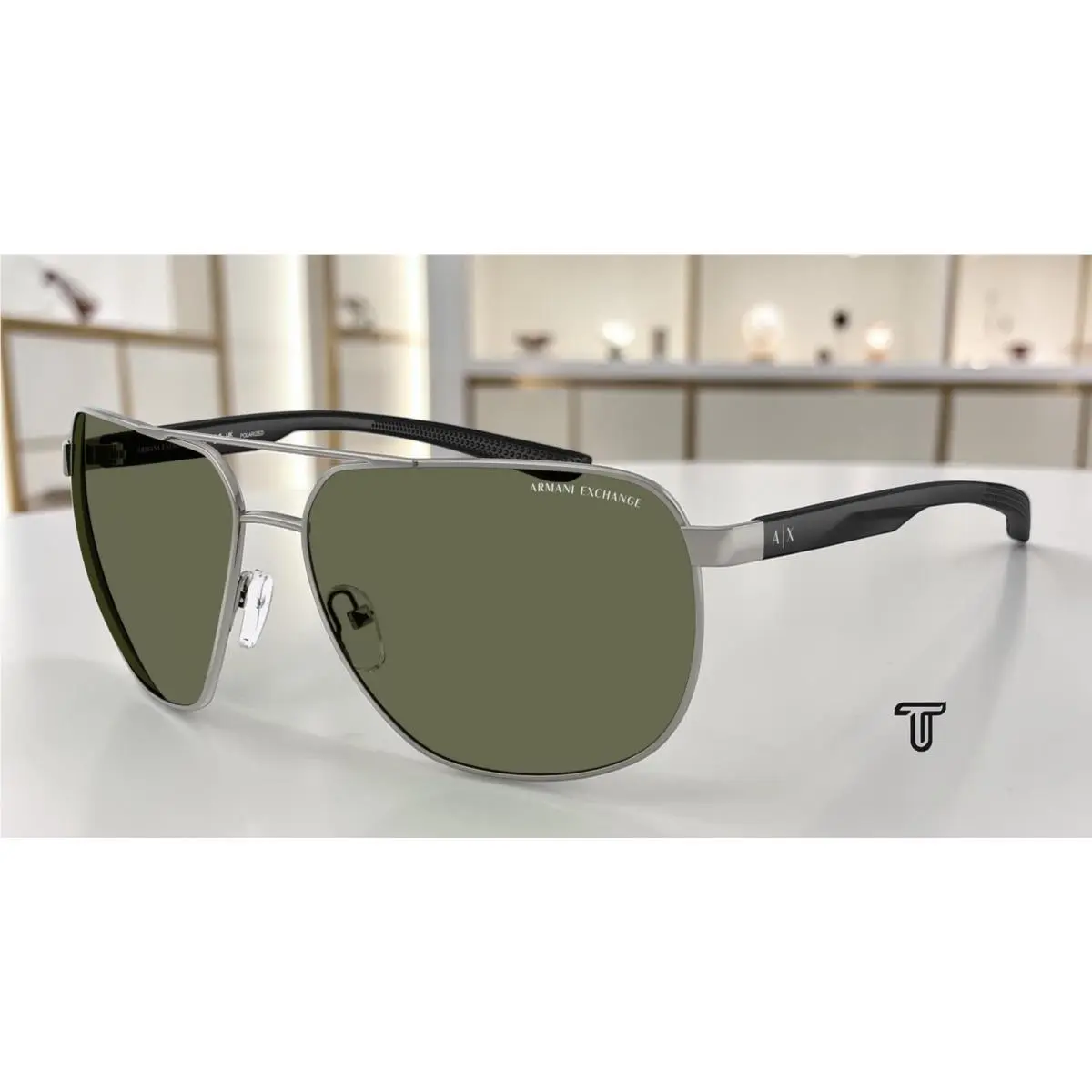 AX2047S 60689A Gunmetal Green Polarized 63 mm Men`s Sunglasses by Armani Exchange
