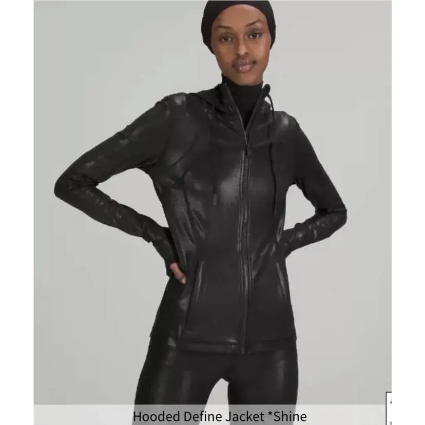 Lululemon Hooded Define Jacket Shine Radiate Foil Print Black Size 6 Rare