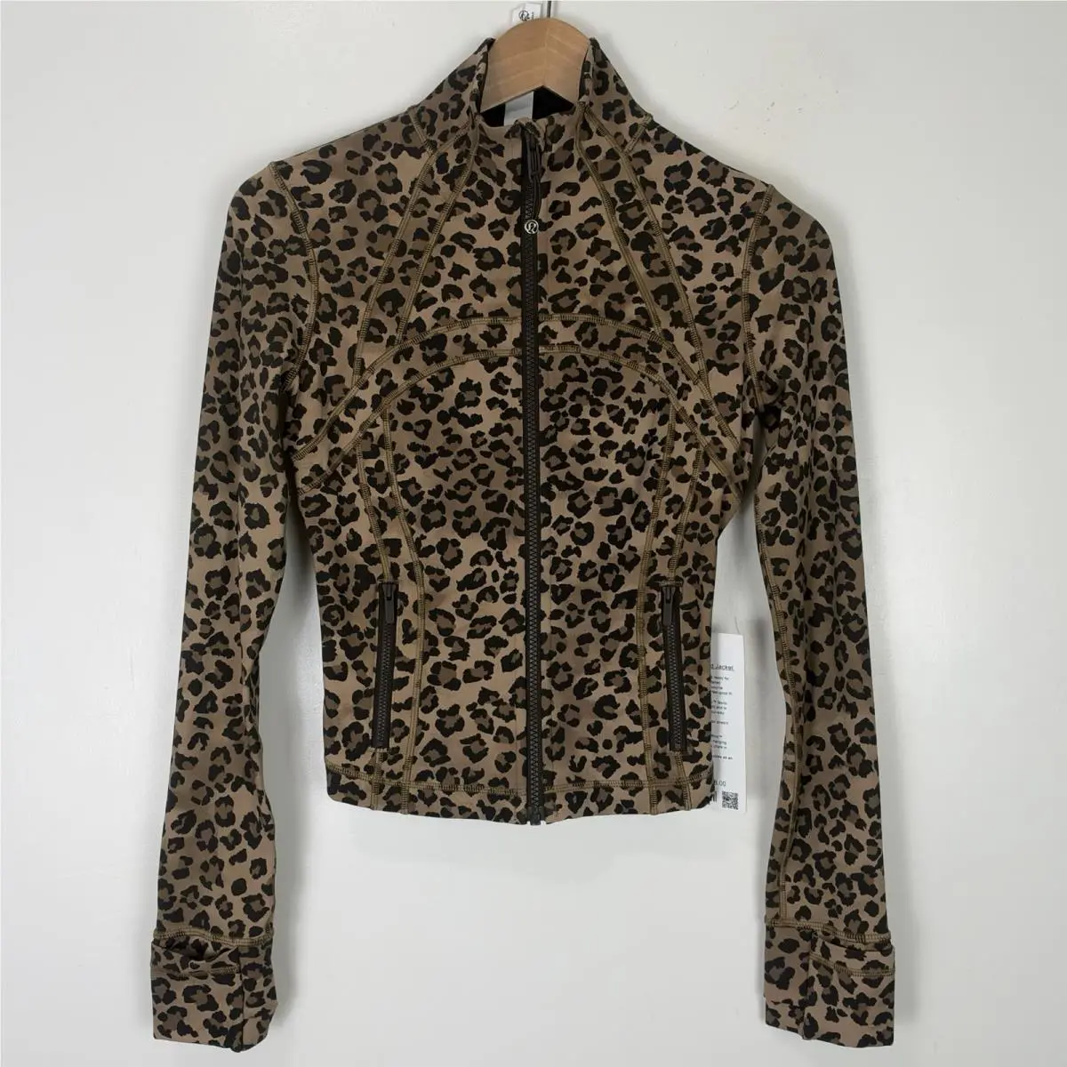 Lululemon Define Cropped Jacket Nulu True Leopard Multi Size 4 Yoga Pilates