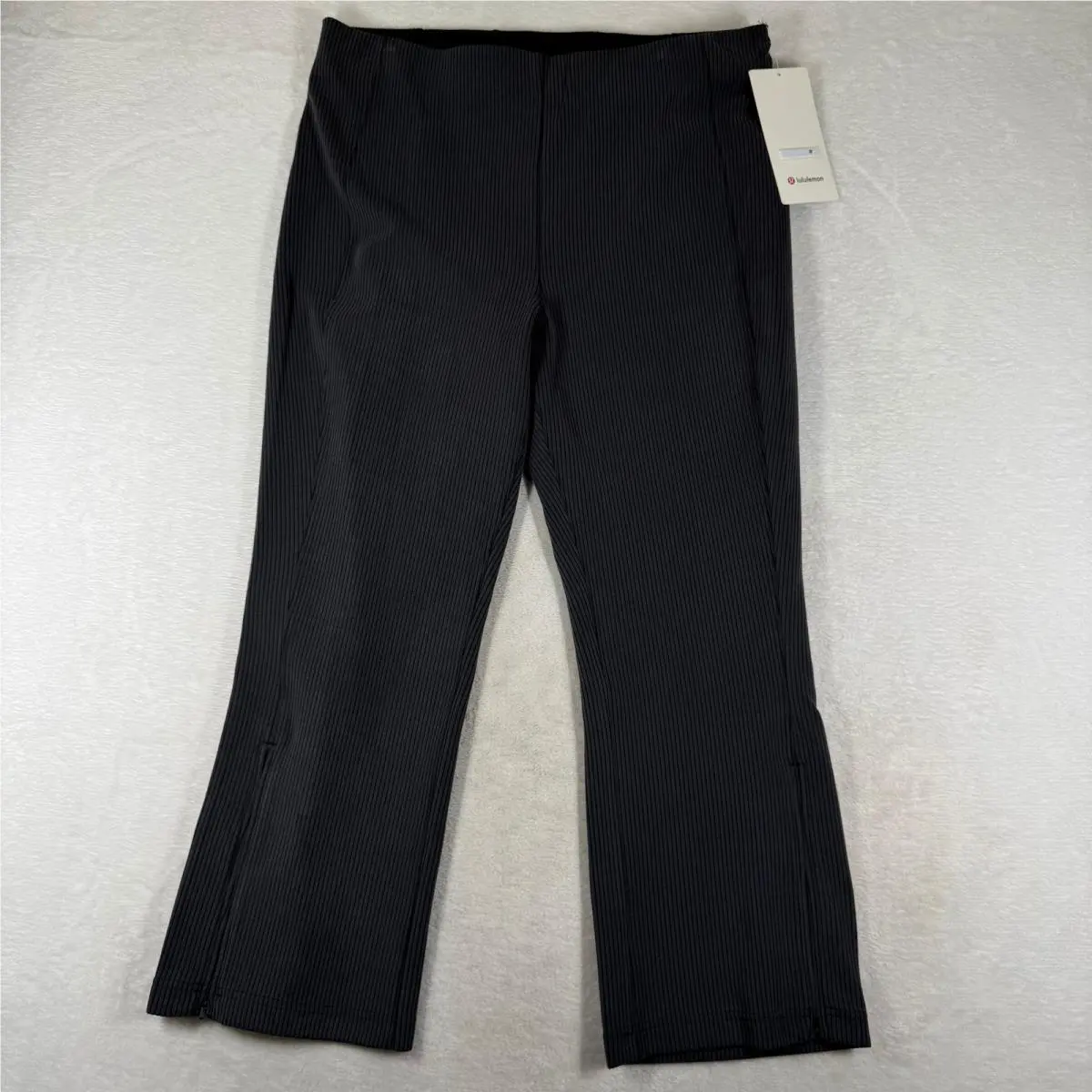 Lululemon Ribbed Softstreme Zip-leg HR Crop 25 Black Pants 14 LW6CNWS Blk