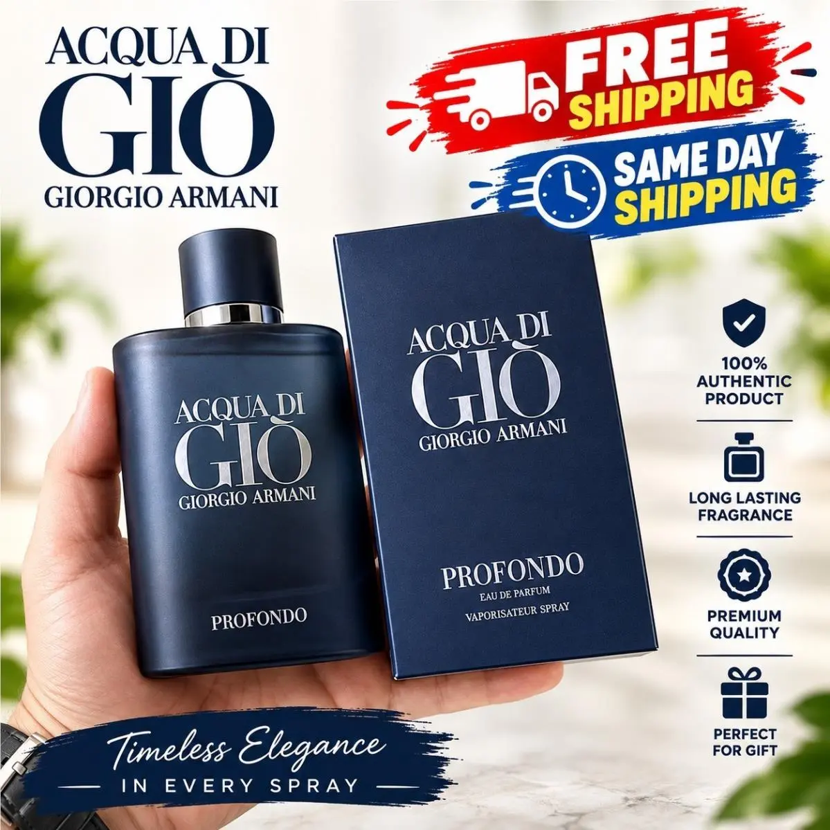 Acqua Di Gio Profondo  4.2 oz Parfum Cologne For Men by Giorgio Armani