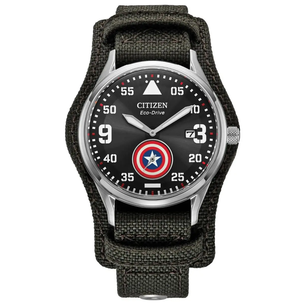 Marvel Captain America Forever BV1140-00W Eco-drive Black Dial Cordura by Citizen