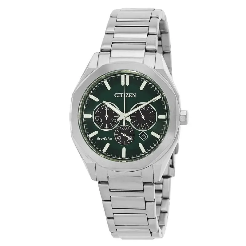 Citizen Eco-drive Chronograph Green Dial Mens Watch CA4590-81X