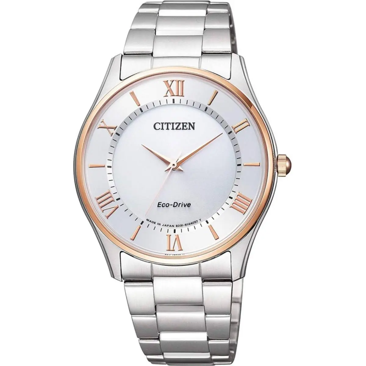 Citizen Eco-drive BJ6484-50A Men`s Watch Two-tone Silver Pink Gold Sapphire