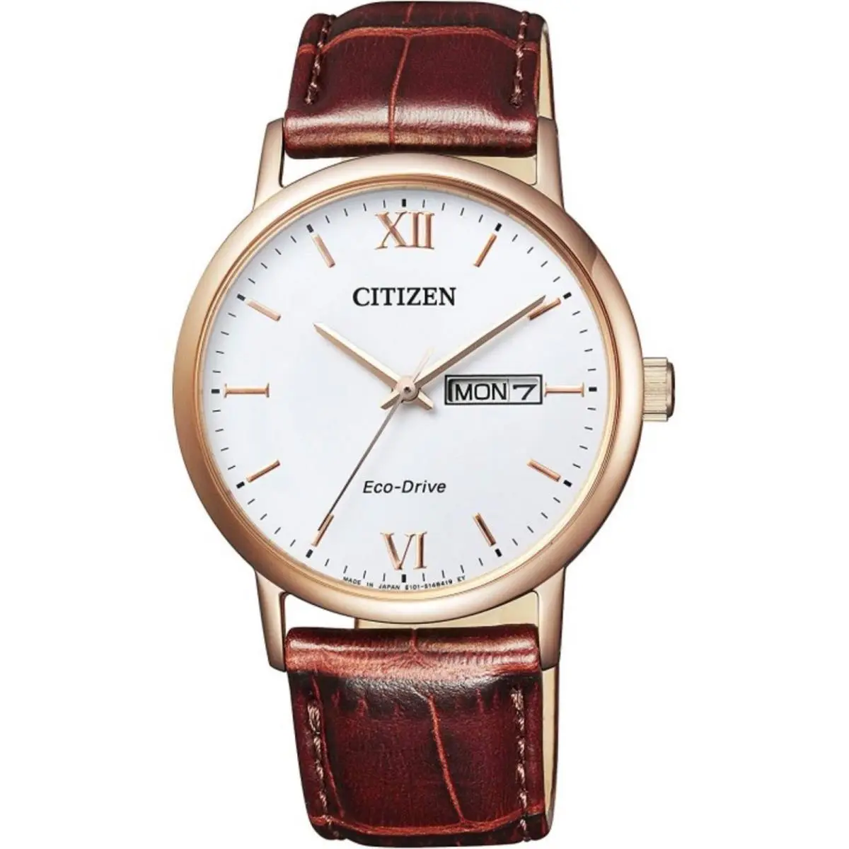 Citizen Eco-drive BM9012-02A Men`s Watch Gold White Dial Brown Leather Strap