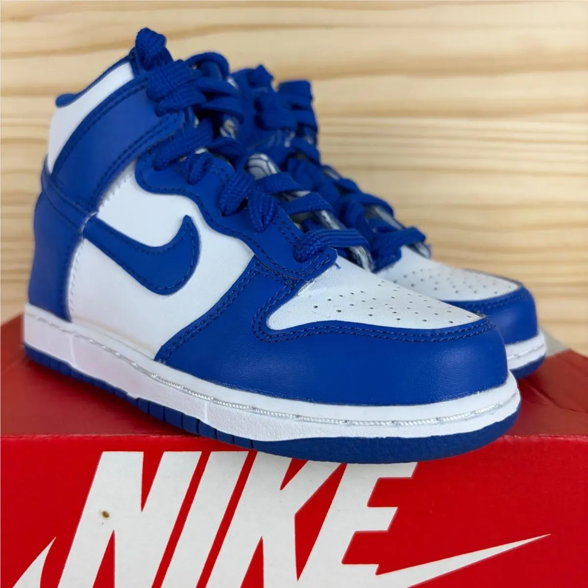 Nike shoes - Nike Dunk High (PS) White Game Royal - Blue 0
