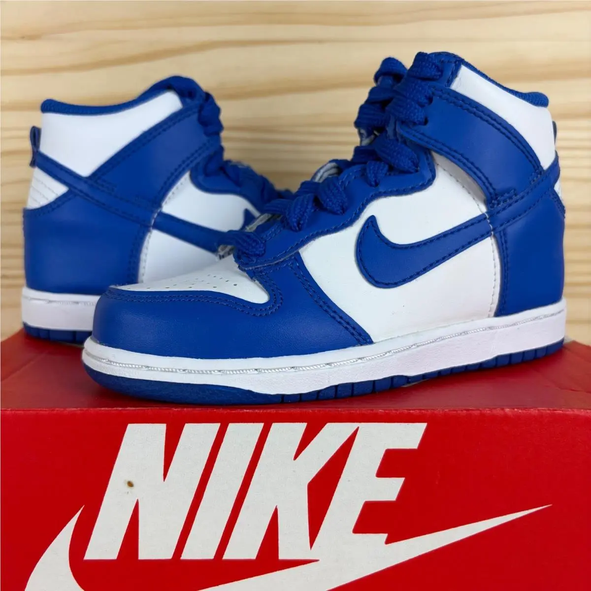 Nike shoes - Nike Dunk High (PS) White Game Royal - Blue 4