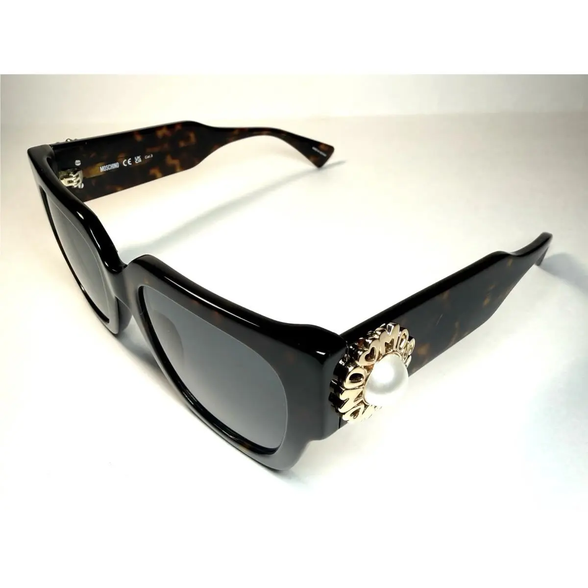 Moschino Dark Brown Gold Tortoise Pearl MOS153 Sunglasses + Case