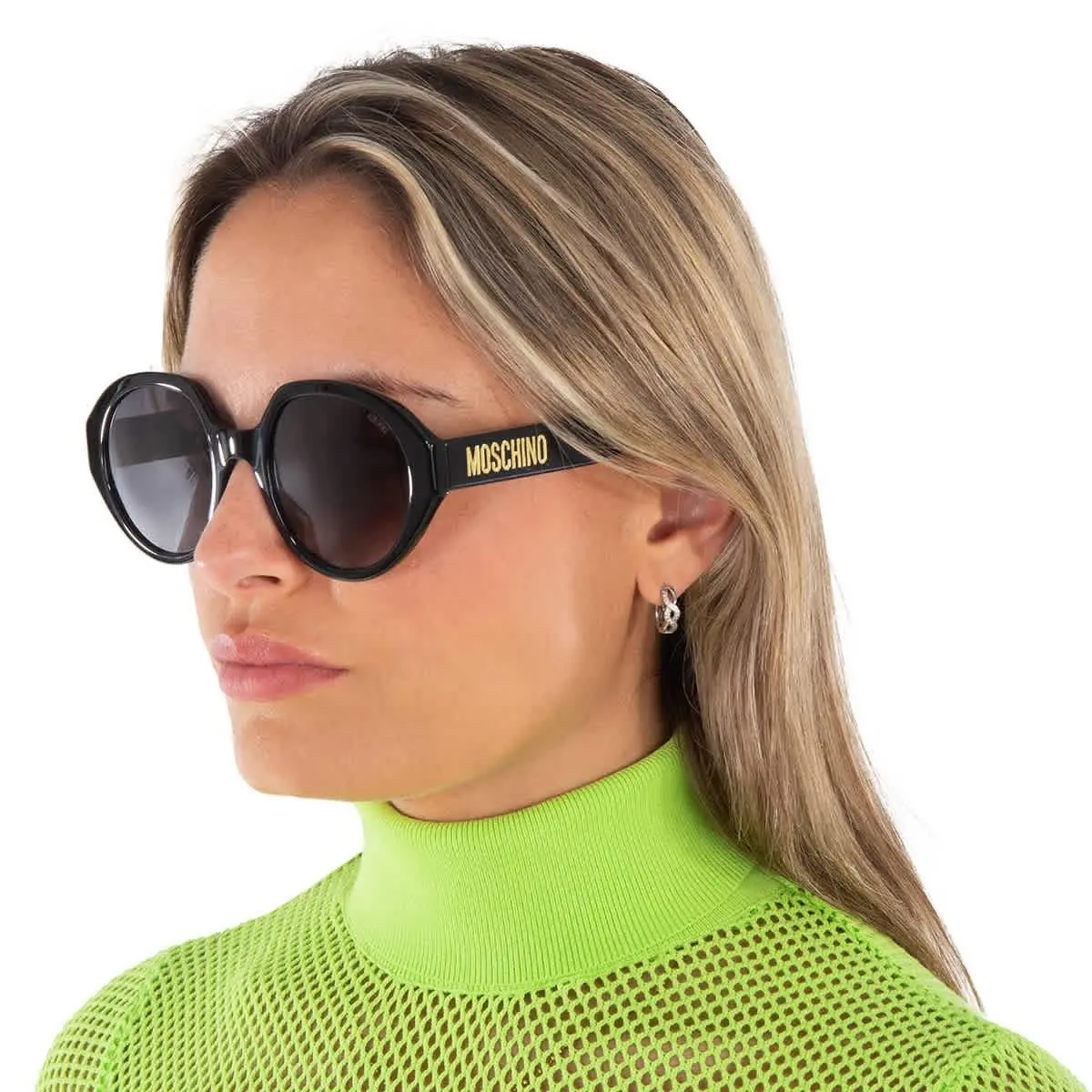 Grey Gradient Round Ladies Sunglasses MOS126/S 0807/9O 53 by Moschino