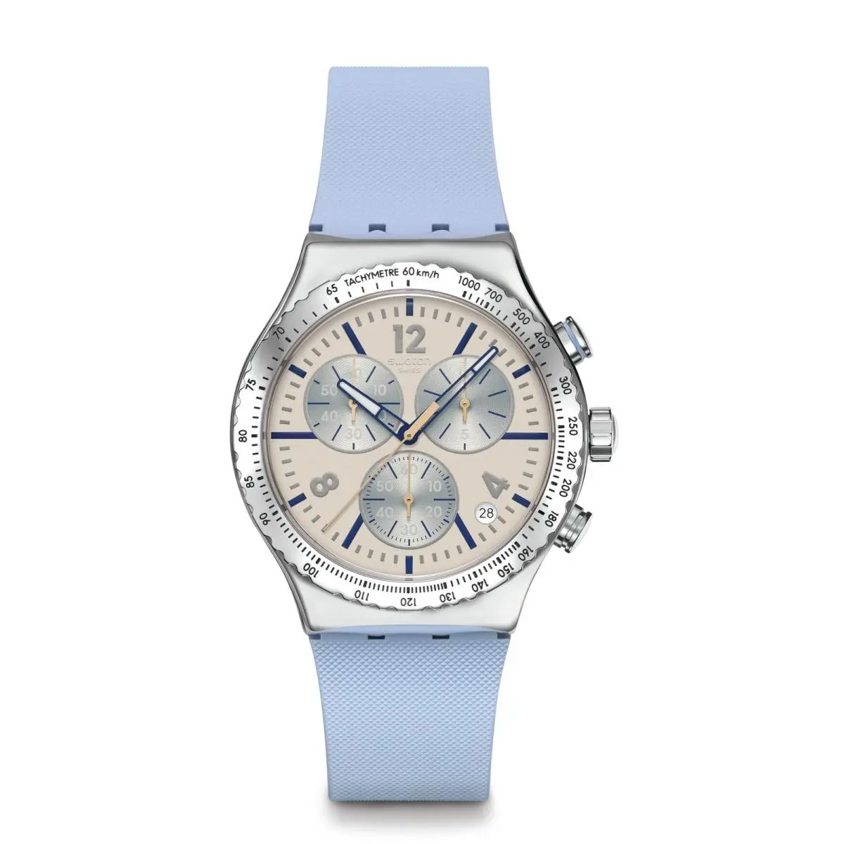 Irony Chrono Unisex Dress Watch Stainless Steel Blue Quartz by Swatch