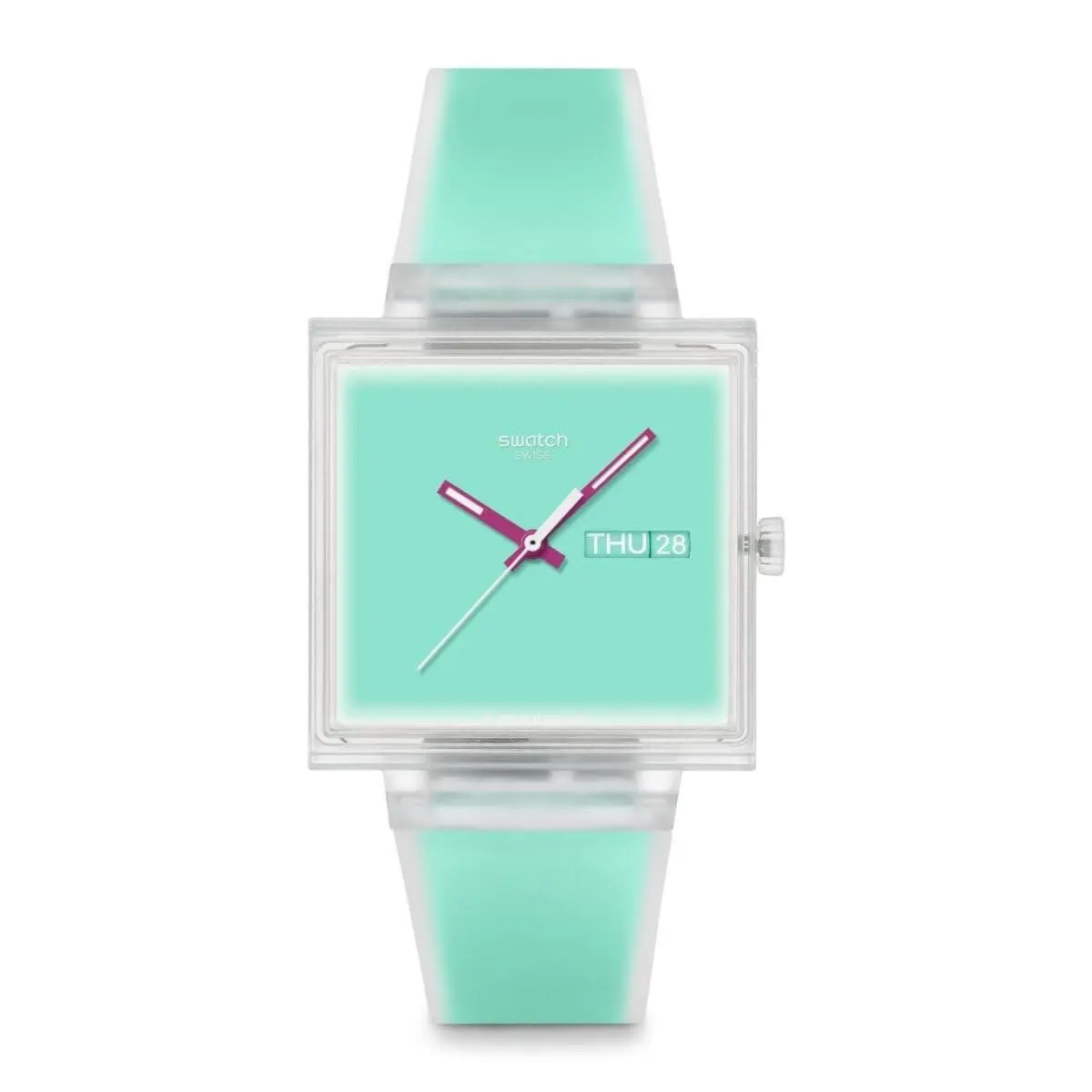 Square Unisex Casual Watch Bio-sourced Green Quartz Water by Swatch