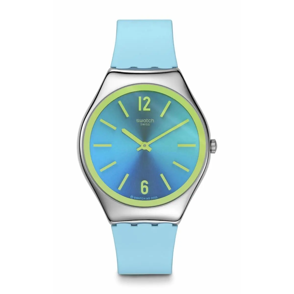Skin Irony Unisex Watch Casual Polymer Blue Quartz Waterproof by Swatch
