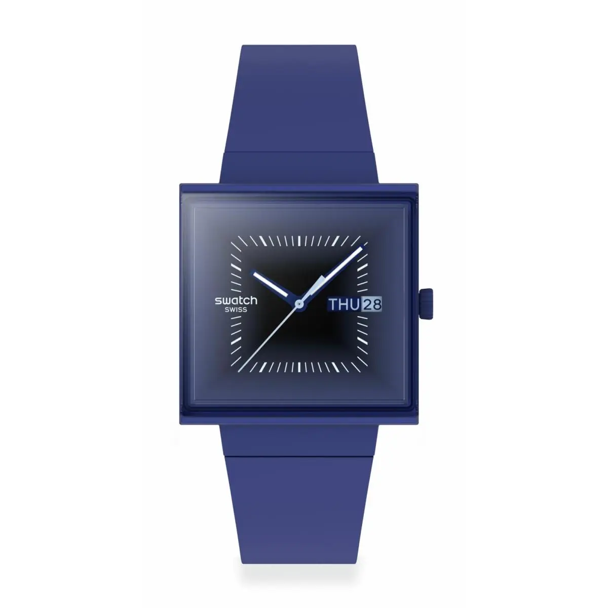 Square Bioceramic Unisex Watch Casual Blue Quartz by Swatch