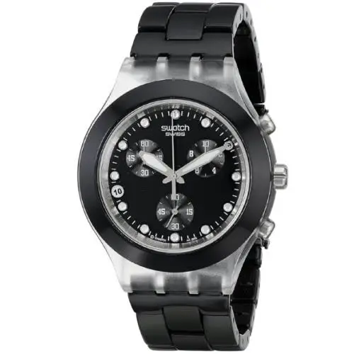 Men`s SVCK4035G Stainless Steel Analog Watch with Black Dial Watch by Swatch