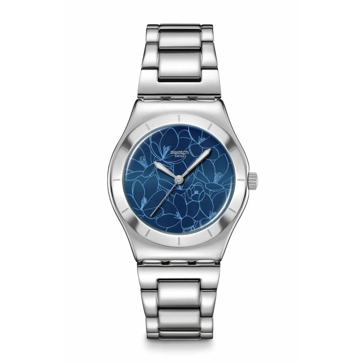 I Medium Unisex Watch Dress Stainless Steel Blue Quartz Petal Frenzy by Swatch