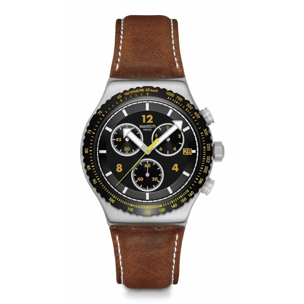 I Chrono Unisex Watch Dress Stainless Steel 43 Millimeters Black by Swatch