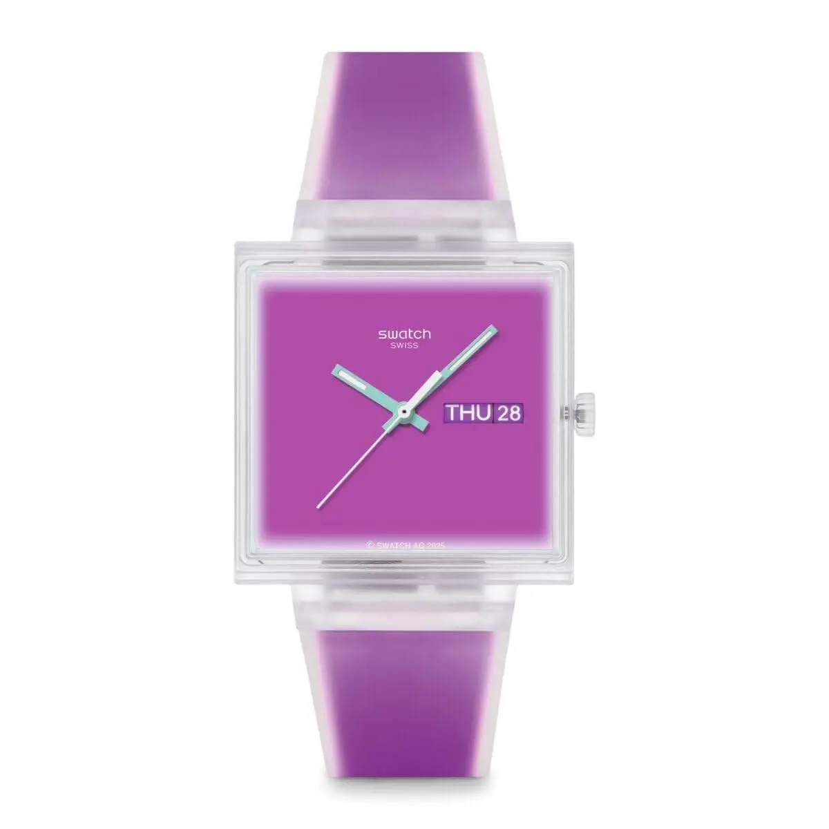 Square Unisex Casual Watch Bio-sourced Pink Quartz Water by Swatch