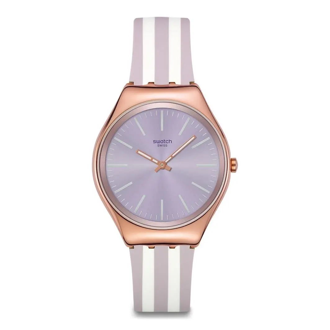 Skin Irony Unisex Watch Casual Polymer Purple Quartz Simply Beachy by Swatch