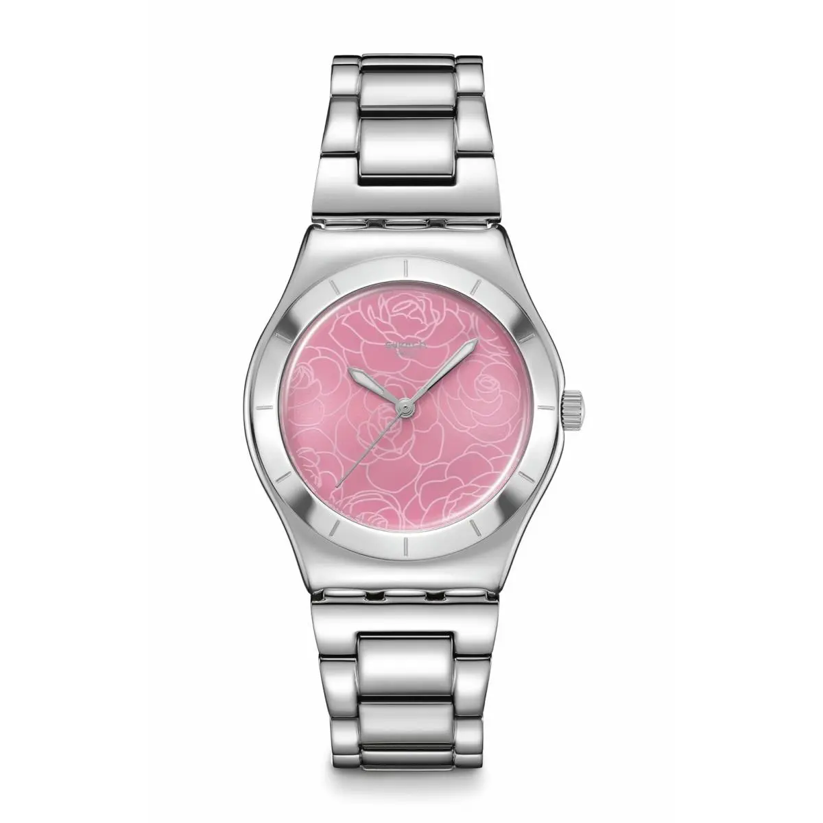 I Medium Unisex Watch Dress Stainless Steel Pink Quartz Petal Charm by Swatch