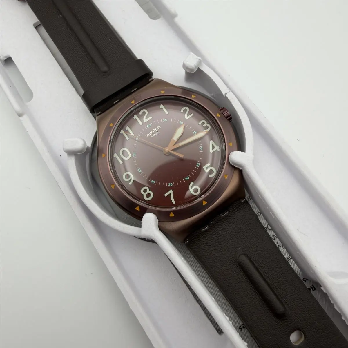 Copper Time YWC100 Swiss Quartz Copper Dial Stainless Steel Watch by Swatch
