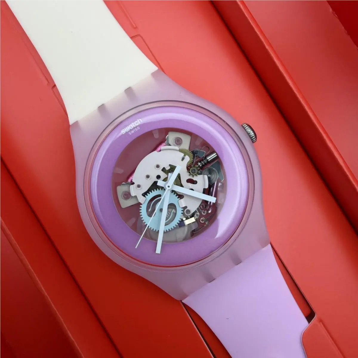 Sweet ME SUOP101 Pink Silicone Swiss Quartz Unisex Watch 41mm by Swatch