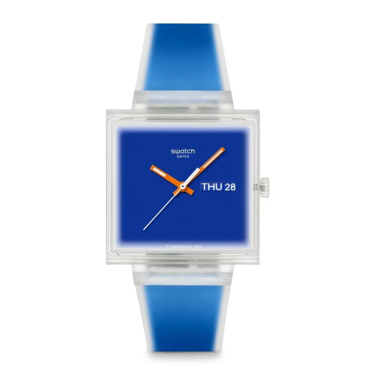 Square Unisex Casual Watch Bio-sourced Blue Quartz Water by Swatch