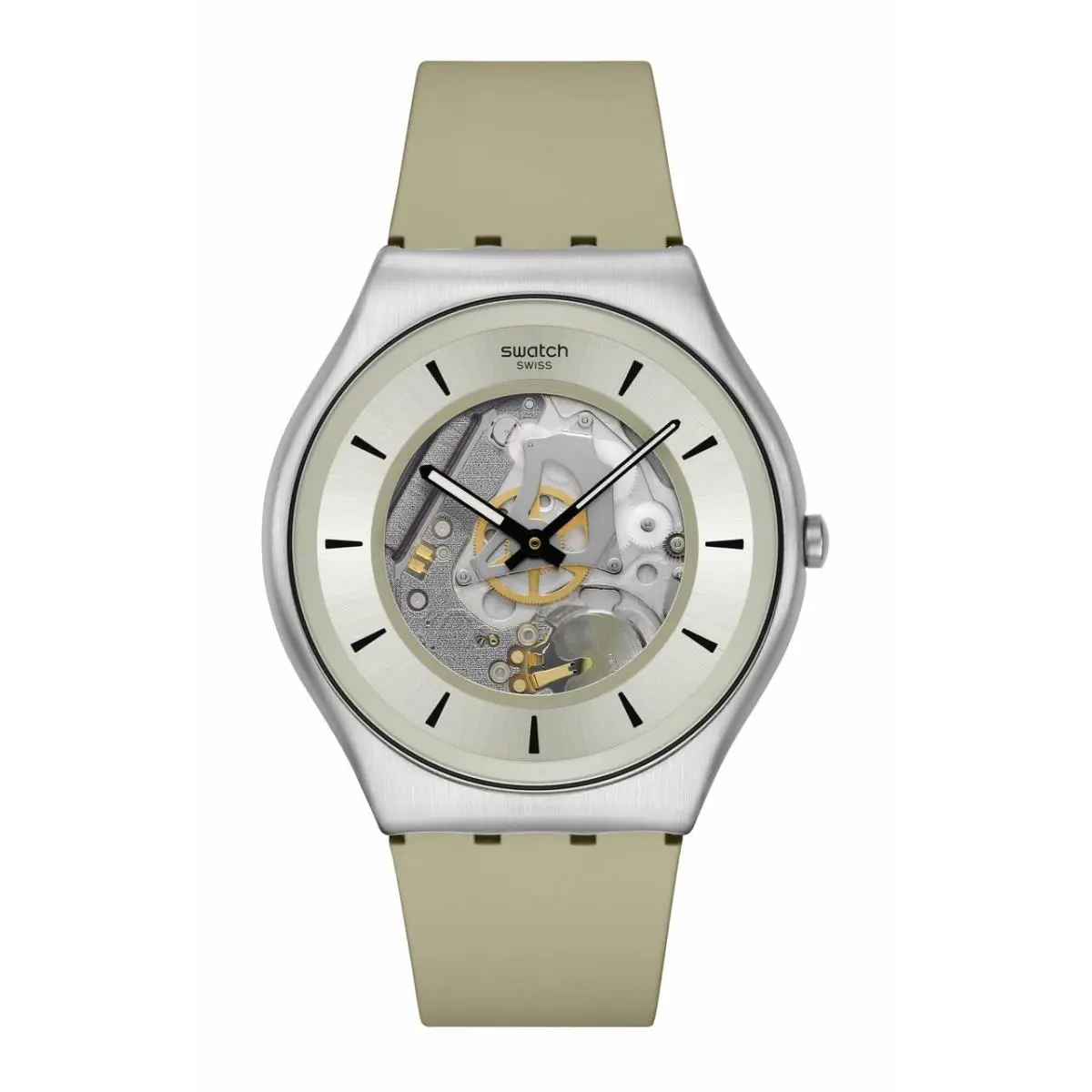 Skin Irony 42 Lacquered Unisex Watch Casual Polymer Beige Quartz by Swatch