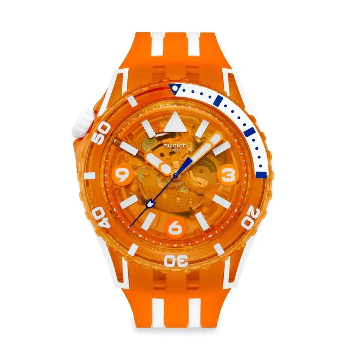Scuba Unisex Casual Watch Bio-sourced Orange Quartz Water by Swatch