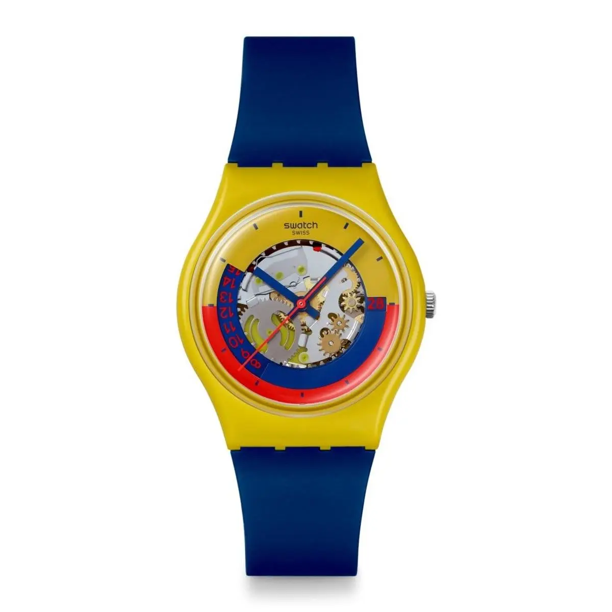 Round Unisex Casual Watch Bio-sourced Yellow Quartz Water by Swatch