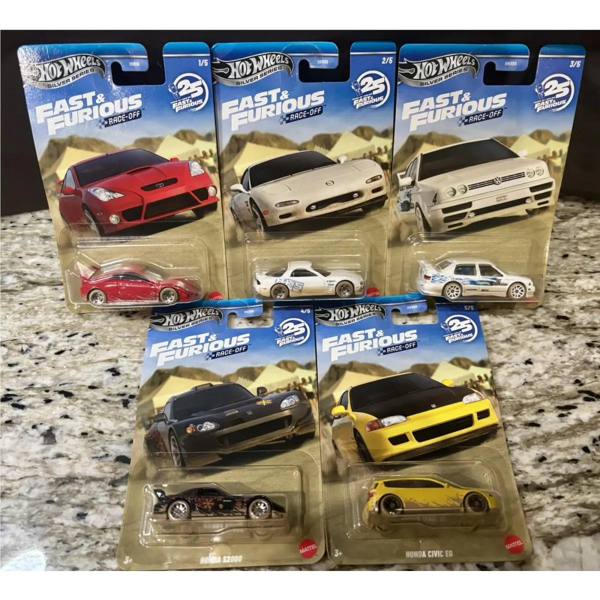 Hot Wheels 2026 Silver Series Fast Furious 25th Race Off Set of 5 - In Stock