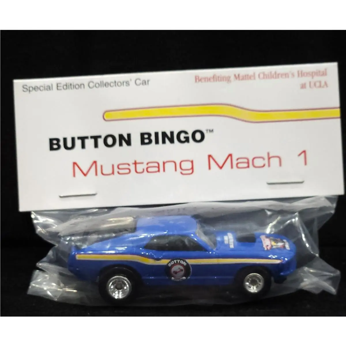 Hot Wheels Mustang Mach 1 Button Bingo 2004 Collector Convention Charity Car Blu