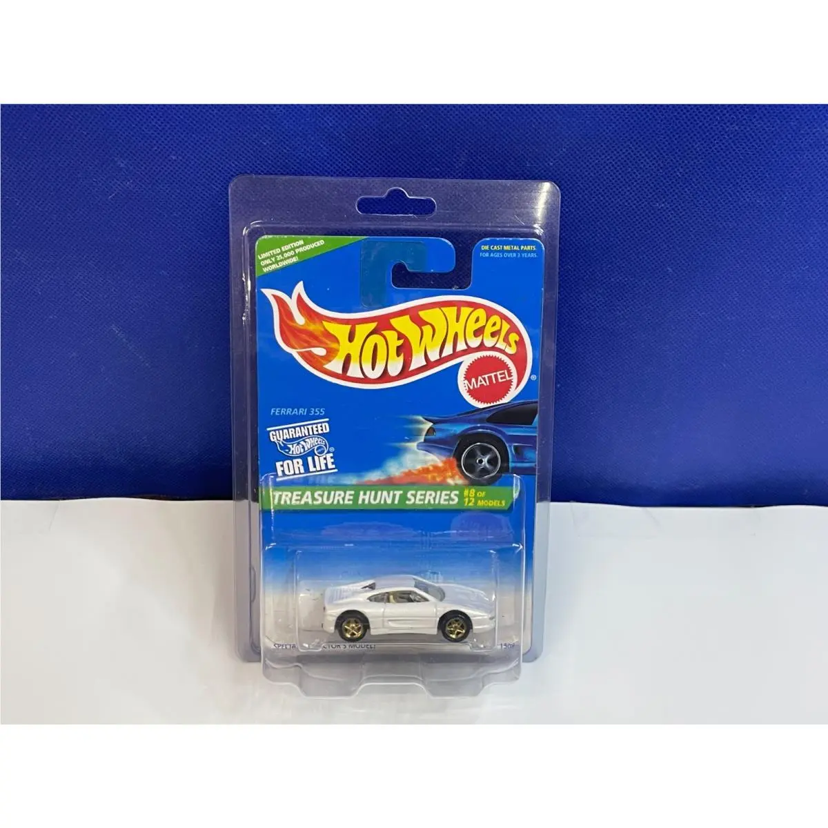 Hot Wheels 1/64 1996 Treasure Hunt White Ferrari 355 W/ Protector