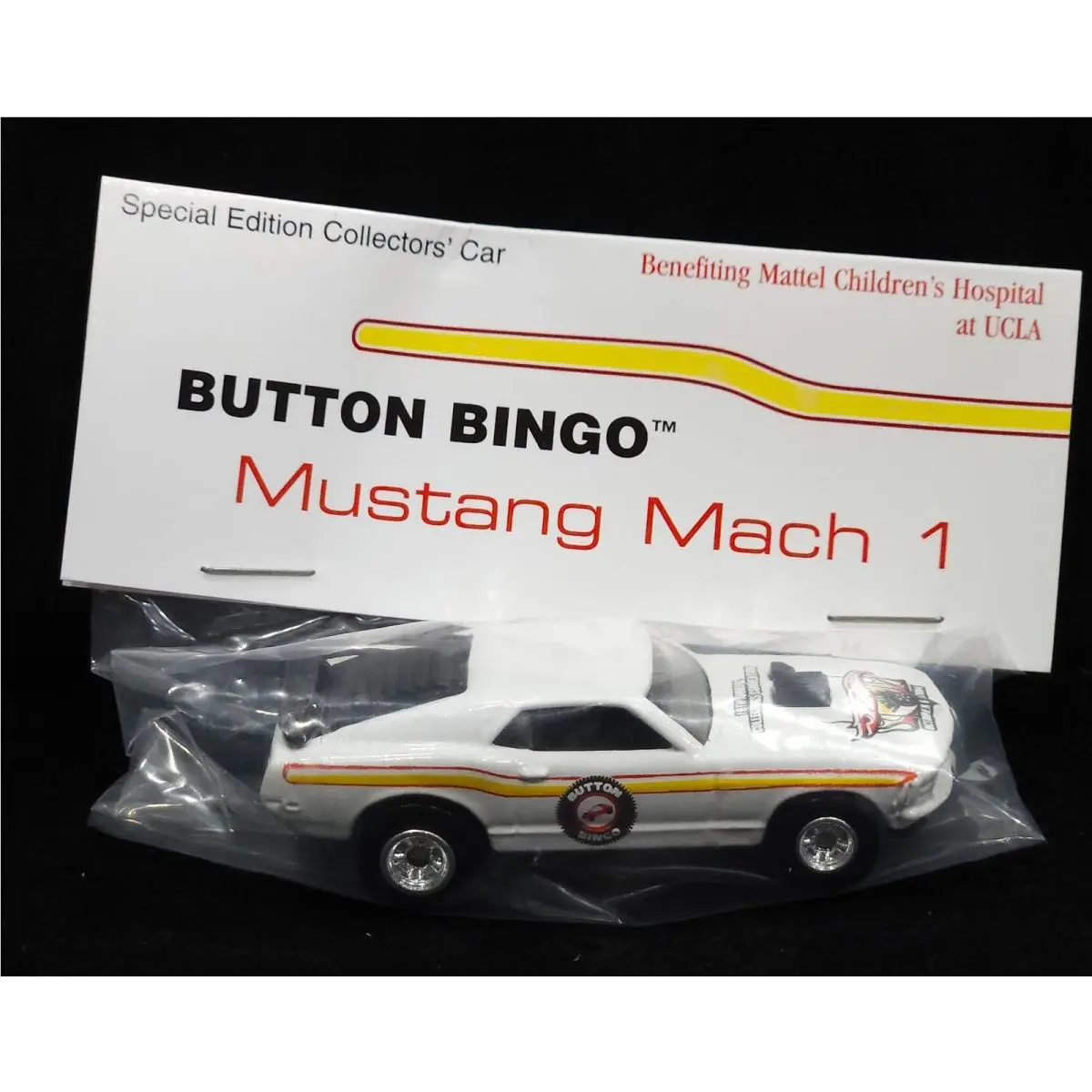 Hot Wheels Mustang Mach 1 Button Bingo 2004 Collector Convention Charity Car Wht
