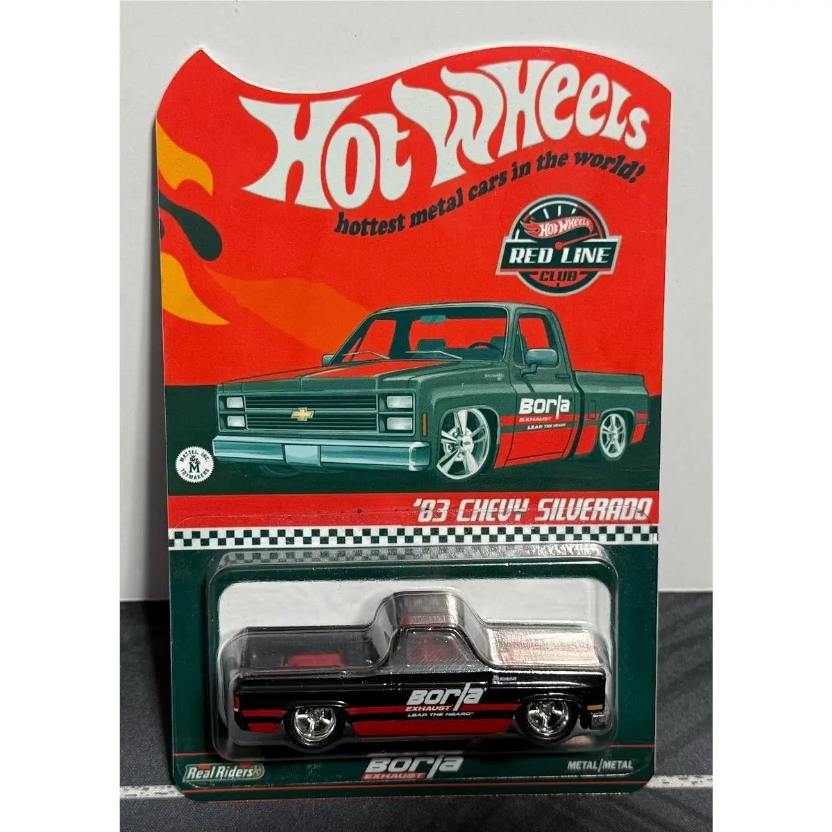 Custom Carded Hot Wheels Black Borla `83 Chevy Silverado 2 Pack C10 Squarebody