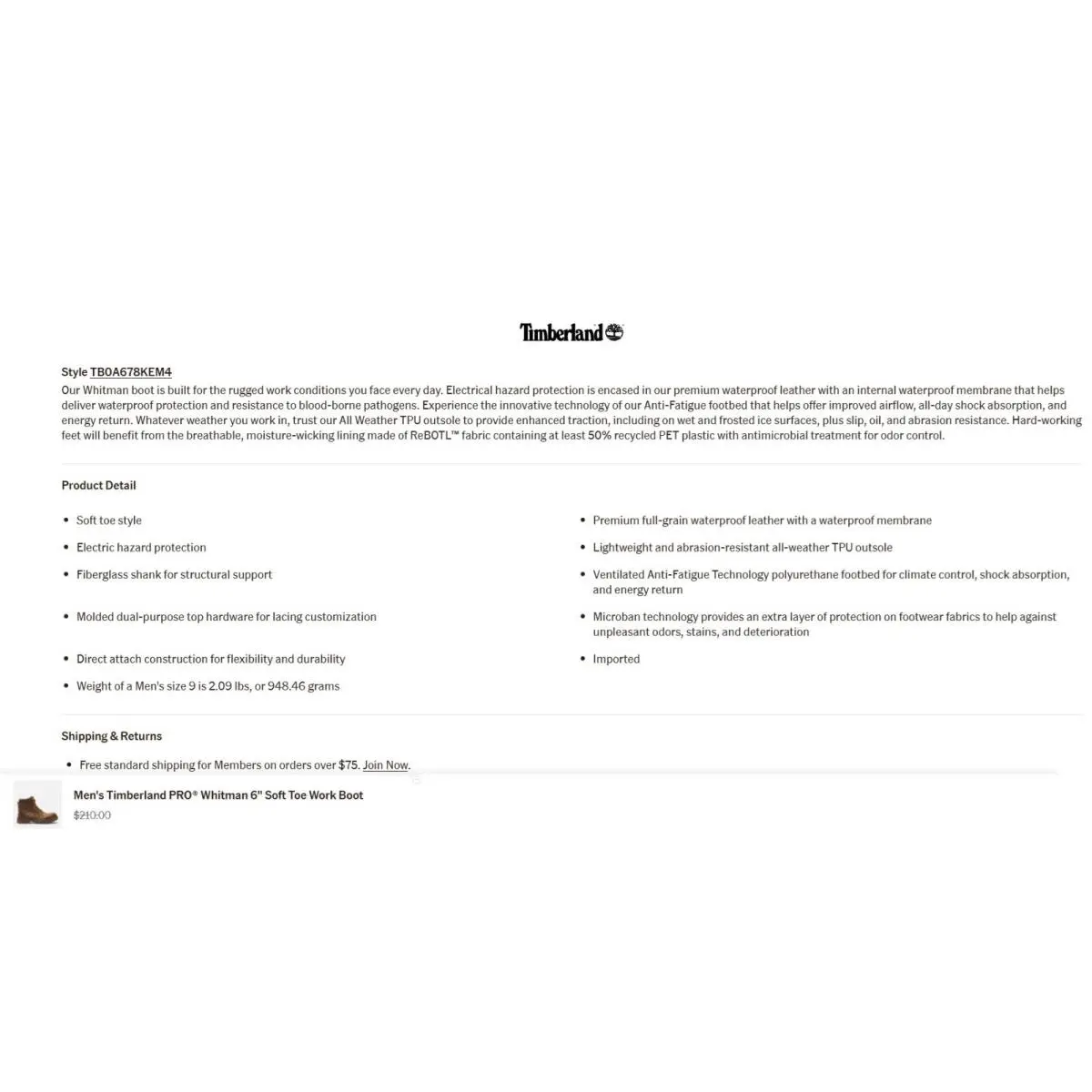 Timberland shoes - Timberland Pro® Whitman 6