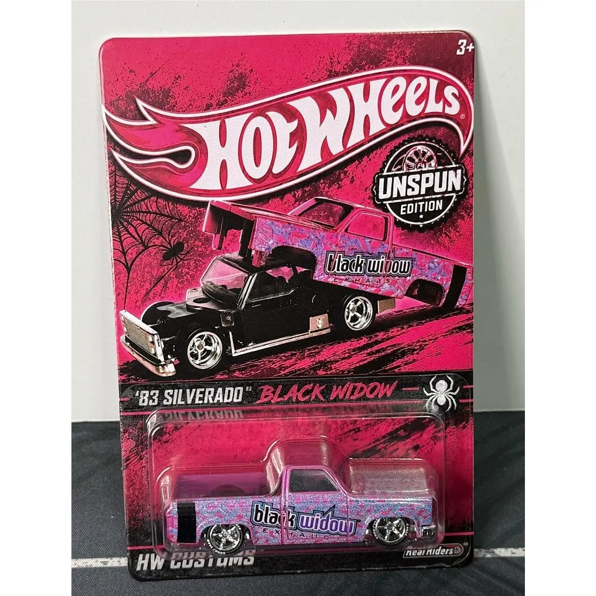 Custom Carded 2026 Hot Wheels Pink Black Widow 83 Chevy Silverado Factory Unspun