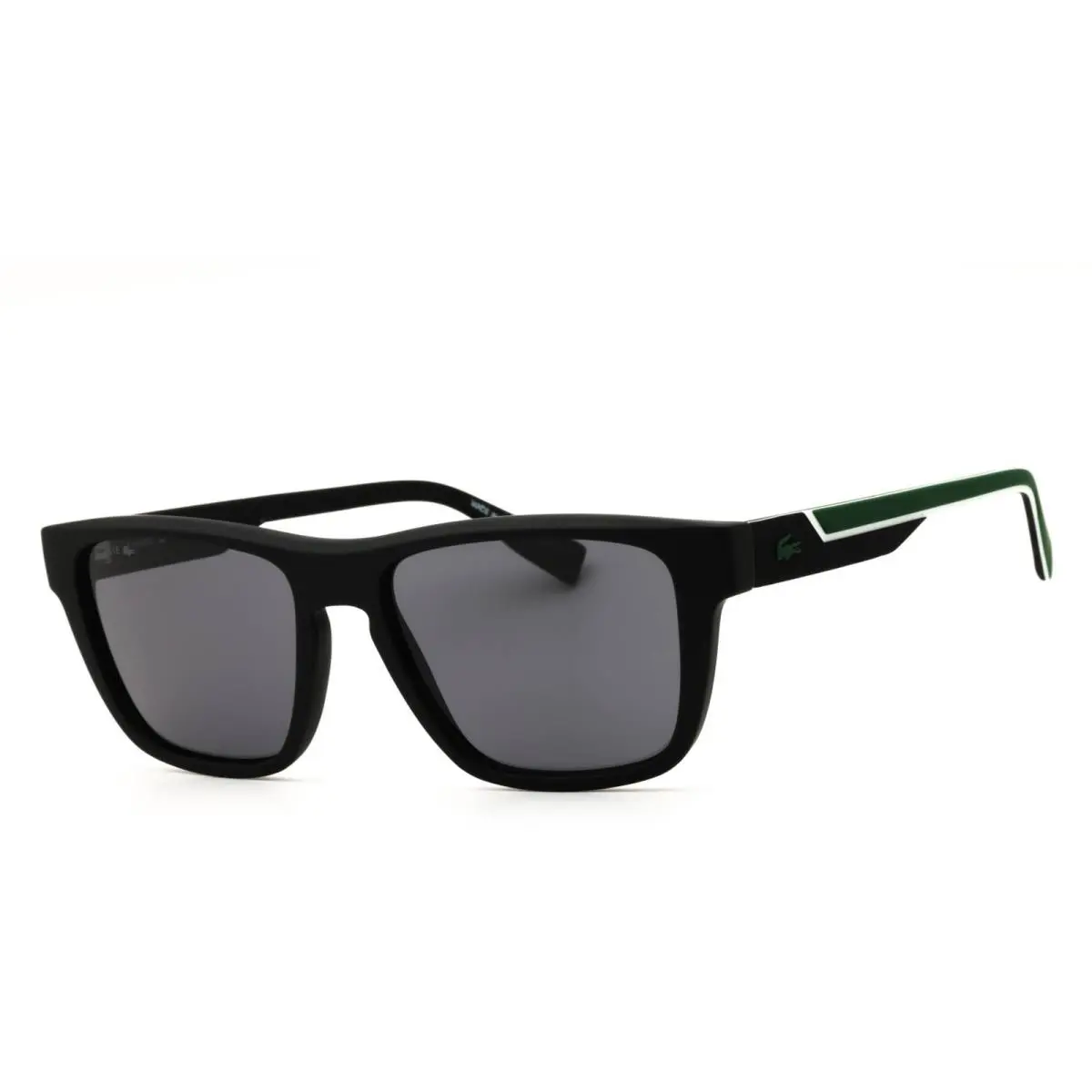 L6058SN 002 Matte Black Injected Propionate Rectangular Men`s Sunglasses by Lacoste