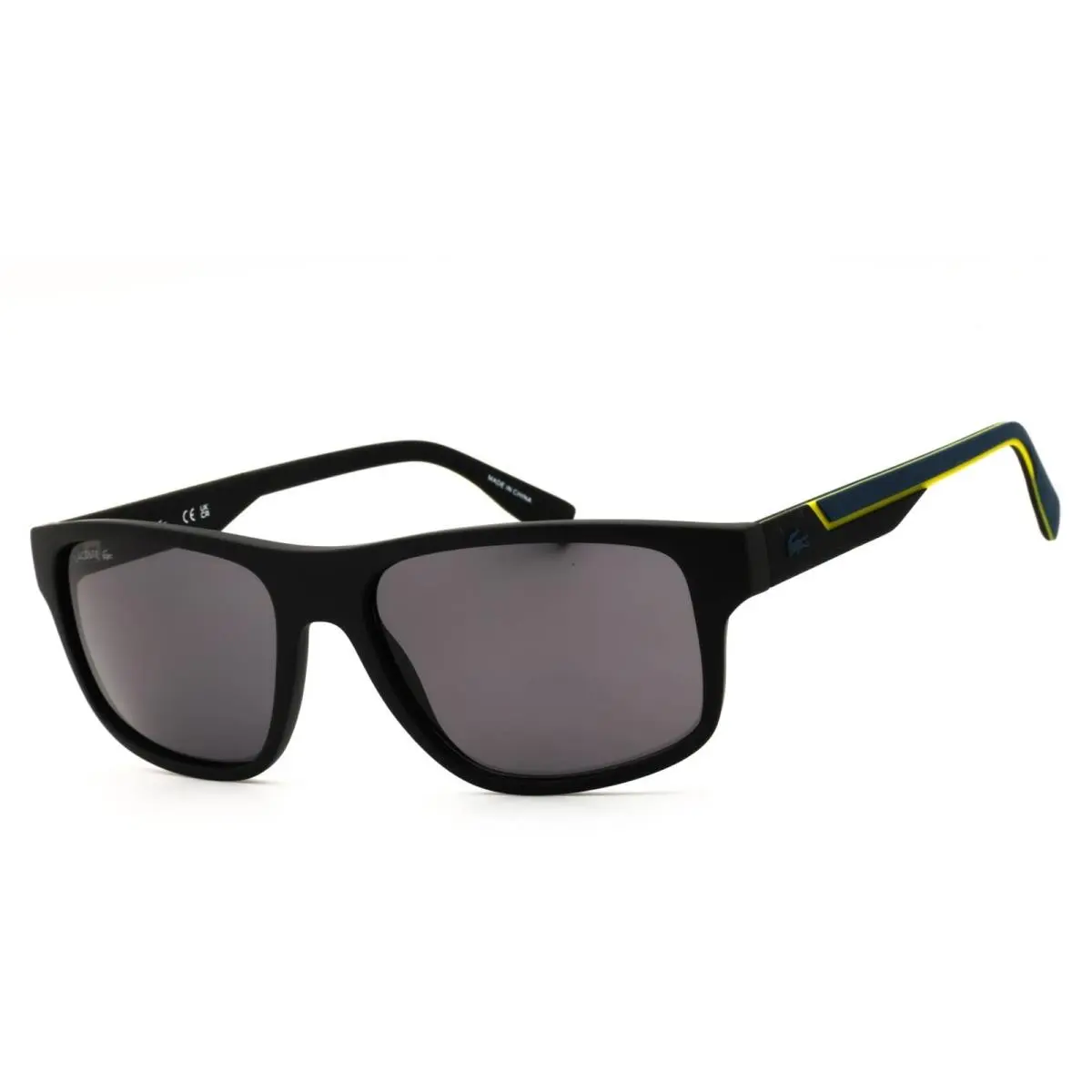 L6057S 002 Matte Black Men`s Injected Propionate Rectangular Full Rim by Lacoste